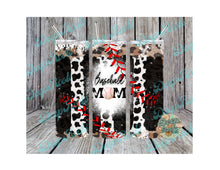 Baseball MOM leopard cow black glitter